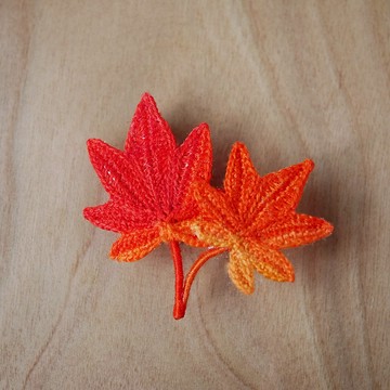 好朋友楓葉胸針　手工/手工編織/紅葉/秋/红色/橙色