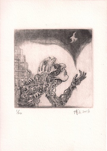 迷你版畫原作-自由-鄭博文