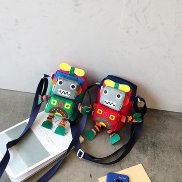 日系原宿小包包潮個性卡通斜挎包可愛女包機器人手機包兒童零錢包