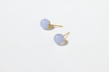 9mm圓珠耳環 / 藍紋瑪瑙 / 耳釘 老件 / JIEGEM   姊的珠寶盒
