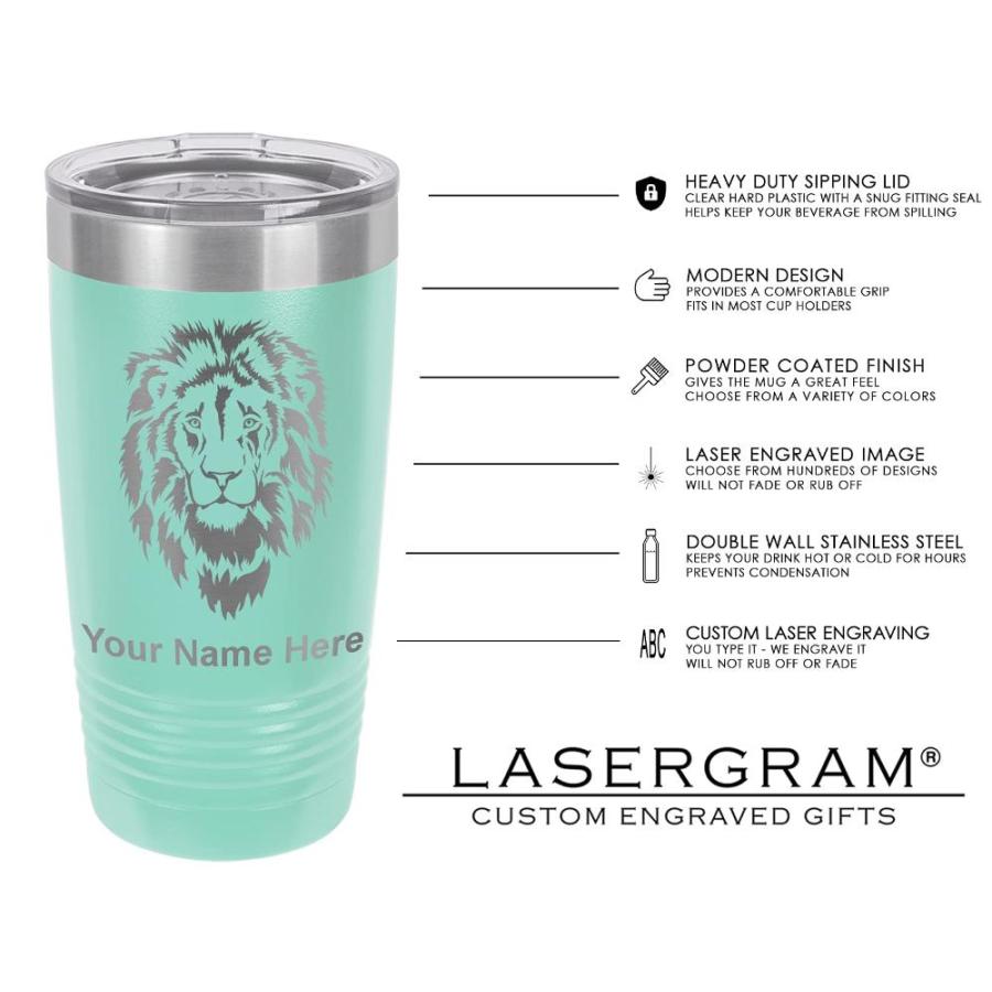 LaserGram 20oz Vacuum Insulated Tumbler Mug, Tyrannosaurus Rex Dinosaur, Pe