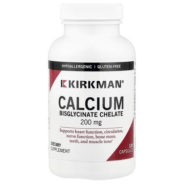 Kirkman Labs, 雙甘氨酸鈣螯合物，200 毫克，120 粒膠囊