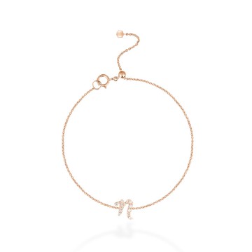 【mori】N 字母鑽石手鍊 【14k玫瑰金】