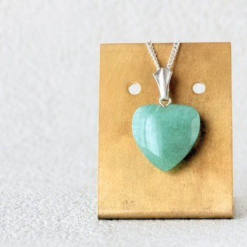 最後一件 15mm 心形 砂金石（Aventurine）天然石項鍊 - heart -aventurine-