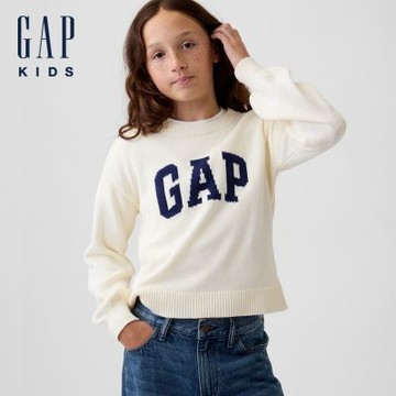 【GAP】兒童休閒Gap Logo寬鬆針織毛衣-象牙白(910611)