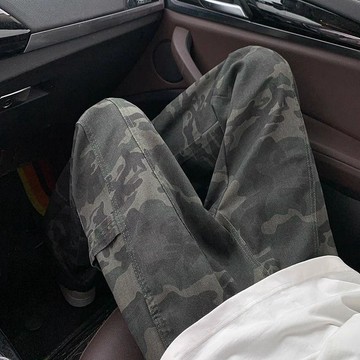 【夏季上新】迷彩工裝褲男款夏季美式復古vibe伐木褲子直筒微喇牛仔褲