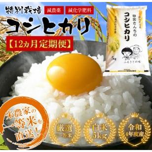 ふるさと納税 L-9 令和５年産田宮さんちのコシヒカリ 5kg×12回 茨城県行方市