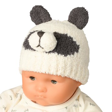 akachan honpo - 毛茸茸動物針織帽-米白色