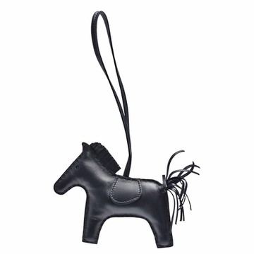 HERMES 愛馬仕 RODEO MM 馬兒造型拼色小羊皮鑰匙圈/吊飾(小-黑)