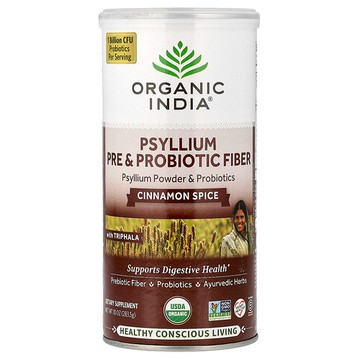 Organic India, 車前子益生元和益生菌纖維，肉桂香料，10 盎司（283.5 克）