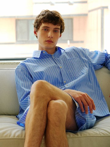 STRIPE MEN'S PAJAMA SET [Blue]