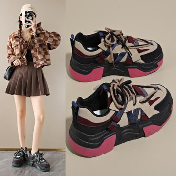 老爹鞋女2025秋季新款鞋子女百搭韓版厚底增高運動鞋休閑潮鞋7831