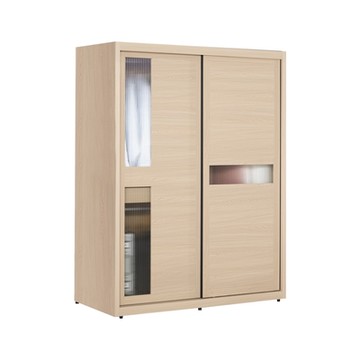 Boden-米達4.9尺長虹玻璃衣櫃推/拉門衣櫃(三吊桿+三抽+穿衣鏡)-146x60x202cm