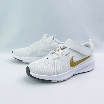 Nike HF7005007 中童鞋 Star Runner 5 (PS) 免綁鞋帶 白x金【iSport愛運動】