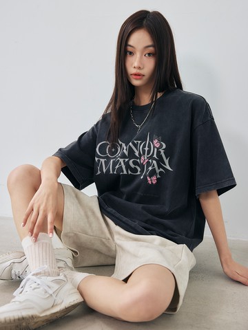 蝴蝶蛇盤劍水洗短T