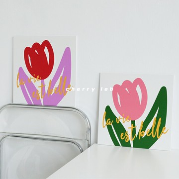 北歐ins風郁金香無框裝飾板墻面掛畫家居臥室床頭裝飾畫桌面擺件