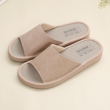 【維諾妮卡】瞬吸透氣 文青風格吸水皮料室內拖鞋-粉