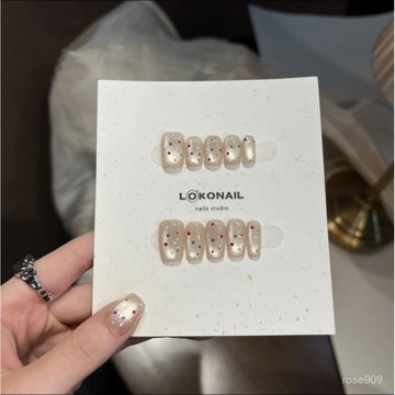 ➕最新設計款穿戴甲💅波點可愛顯白彩色波點手工十指美甲純手工穿戴甲手作高級成品短梯穿戴甲 W1ZL