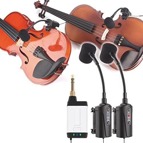 Double Microphone for Violin Q2 VT-5 Violin Microphone Wireless UHF Gooseneck Pick Up Instrument Clip-on Mic Receiver and Tran