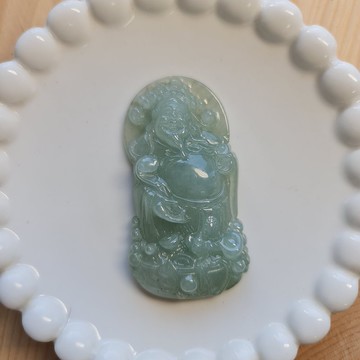 溫潤藍膠財神 | 天然緬甸玉A貨翡翠