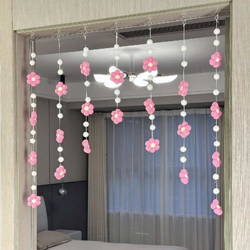 可愛太陽花門簾家居裝飾ins風隔斷簾臥室門兒童房免打孔佈置掛簾