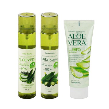 Bella Beauty 韓國蘆薈/絲瓜保濕噴霧120ml+FOODAHOLIC保濕凝膠100ml (SA0106)