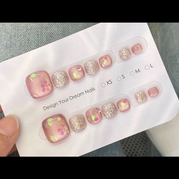 愛依依 腳趾甲 美甲 穿戴甲 甲片 新款花貓眼腳指甲純手工穿戴美甲腳甲可拆卸腳趾甲貼片-13144.