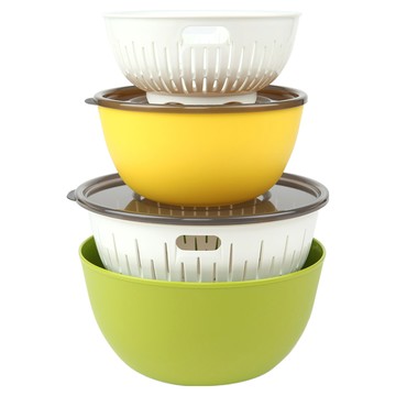 BBM Charming系列 雙層瀝水籃 2入組  L 235 x 115mm+S 195 x 90mm  綠色+黃色  1組