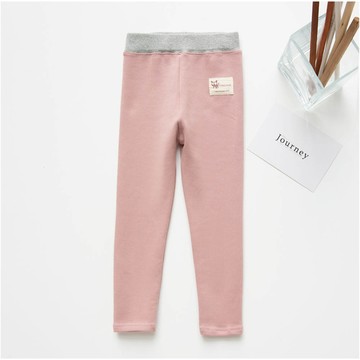 FANMOU - 腰鬆緊拼色內搭褲-貓咪布標-粉色