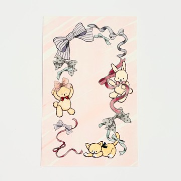 手帳內頁尺寸Memo 緞帶絨毛玩偶 M6適用尺寸 粉色