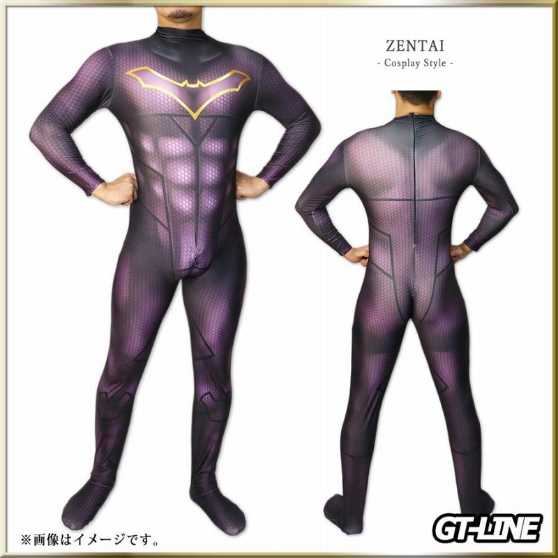 Zentai バットマン ヒーロー アメコミ ゼンタイ ファスナー付き