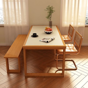 免運 實木餐桌 書桌 吃飯桌 餐桌 餐桌椅 莫比恩櫻桃木巖板實木餐桌椅組合家用現代簡約大書桌 八折下殺 可開發票 特價出