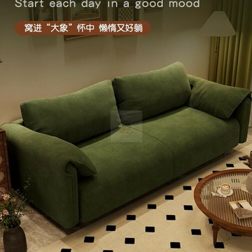 沙發客廳小戶型出租房臥室雙三人位大象耳朵懶人直排布藝沙發新款