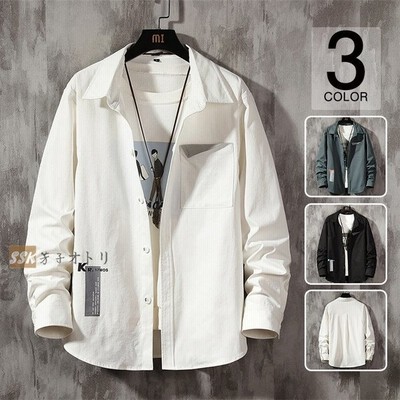 カジュアルシャツ メンズ 秋服 白シャツ シャツ 長袖 メンズシャツ 開襟シャツ メンズファッション 秋 冬 通販 Lineポイント最大get Lineショッピング