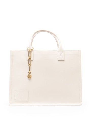 SANDRO - charm-embellished tote bag - women - Cotton/Calf Leather - One Size - White