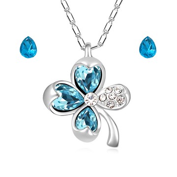 【RJNewYork】湛藍浮萍耳環項鍊套組(藍色)