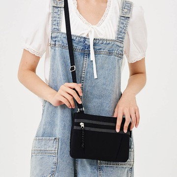 韓國 ithinkso - 旅行用輕便貼身斜背包/旅遊護照包-黑 (21X16CM)