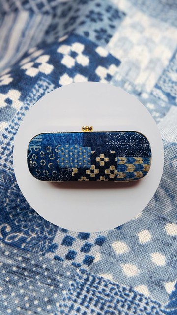 牛仔拼布眼鏡盒/筆盒/首飾盒