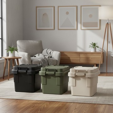 【AOTTO】無印款軍規高耐重扣式多功能提把收納箱-30L