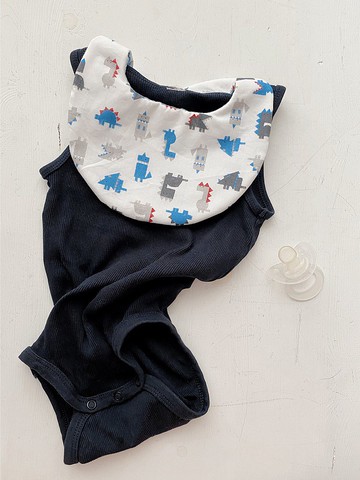 hairmo積木恐龍手工圍兜/口水巾(圓領型)