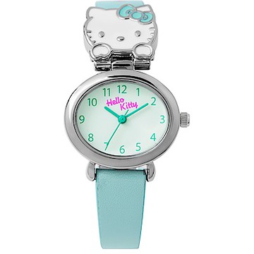 HELLO KITTY 凱蒂貓 俏麗貓頭卡通女錶-綠/27mm 1212購物節 送禮推薦
