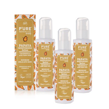 【澳洲 Pure Papayacare】木瓜嬰兒滋潤乳液含金盞花(3入組 150ml/瓶) 即期品-2025年11月到期