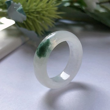 冰種飄藍花翡翠戒指戒圈 | 國際10圍 | 天然緬甸玉翡翠A貨 | 送禮