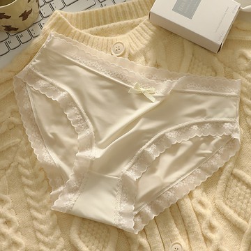 【Maggie+】薄款柔軟甜美中腰蕾絲滾邊女用三角褲-膚色