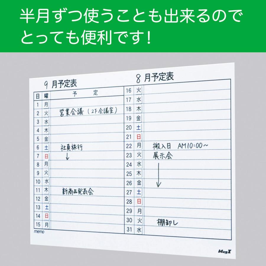 マグエックス マグネットスケジュールボードシート 月予定表 90120月間