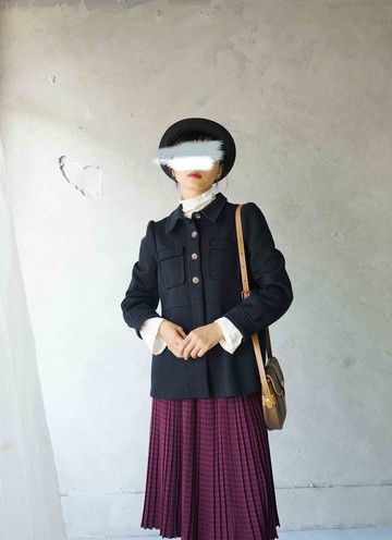 尋寶古著-MARC JACOBS水手深藍毛料雙口袋針織毛料襯衫外套