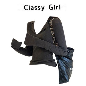 polo女秋季韓系設計感軟糯毛衣