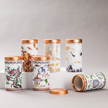 瀾揚 陶瓷茶葉罐創意茶葉密封罐茶罐子茶葉盒帶蓋防潮防蟲儲物罐F