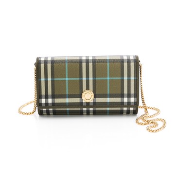 Burberry 格紋WOC (橄欖綠/金logo)