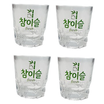 真露專用燒酒杯  4個  透明 + 綠色